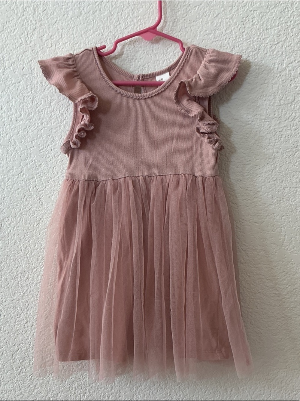 H&M Girls' Dusty Rose Ruffle Tulle Dress Size 3T